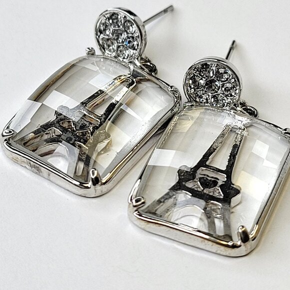 Clear Quartz Earrings Small Clear Glass Earrings Light Elegant Glass Earrings - Picture 4 of 10